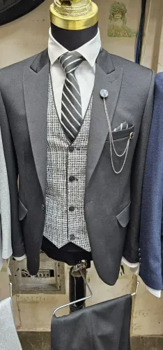 کت و شلوار ژیله دو رو پارچه ملانژ